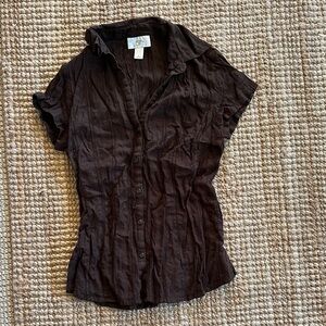 90's LOFT Dark Brown Button-Down Shirt